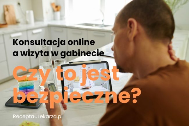 Mężczyzna prowadzący rozmowę wideo z lekarzem na tablecie